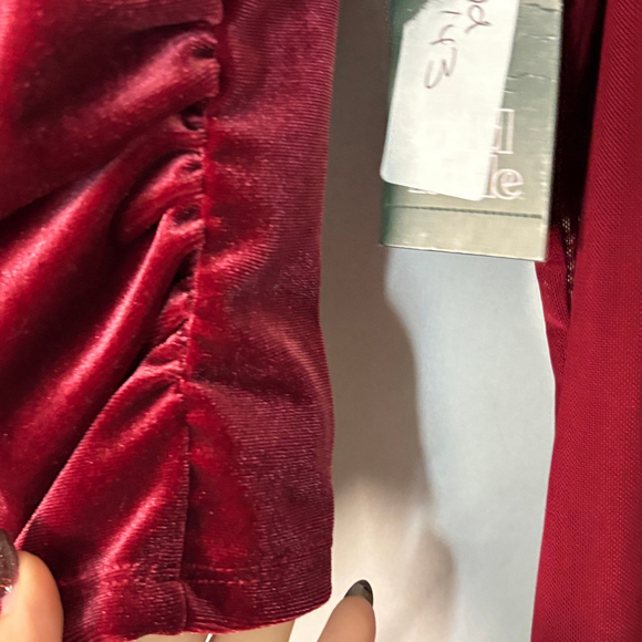 Burgundy Velvet Mesh Top Sheer Long Sleeve Y2K 2000s Goth Fairy Grunge NWT Med - Picture 5 of 9